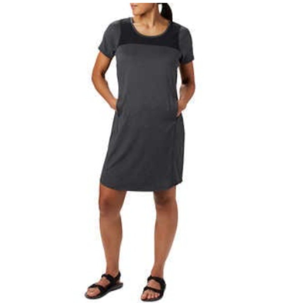 NWT Columbia Women's Knee Length T-Shirt Dress Omni-Shade Black Size M $60 x092
